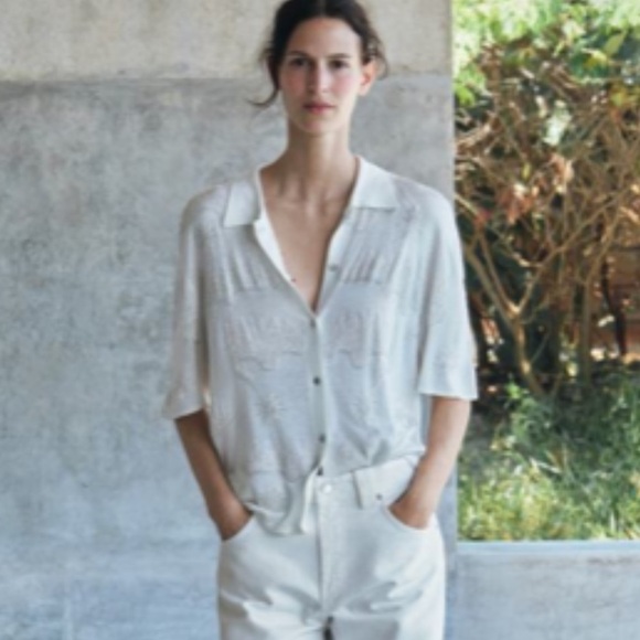 Zara- Beaded Knit Polo- M - Picture 3 of 12